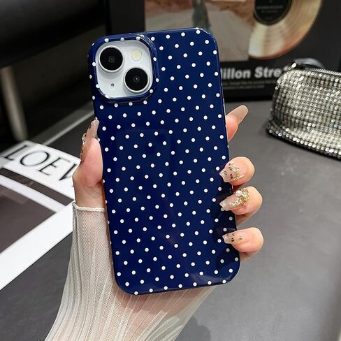 Jmltech for iPhone 14 Case Polka Dot Phone Cases Aesthetic Design Trendy Simple Case Slim Shockproof Protective Cover Navy Blue in Saudi Arabia
