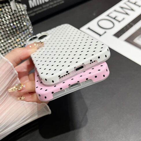 Jmltech for iPhone 14 Case Polka Dot Phone Cases Aesthetic Design Trendy Simple Case Slim Shockproof Protective Cover Navy Blue in Saudi Arabia
