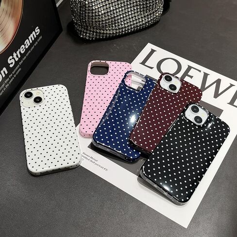 Jmltech for iPhone 14 Case Polka Dot Phone Cases Aesthetic Design Trendy Simple Case Slim Shockproof Protective Cover Navy Blue in Saudi Arabia