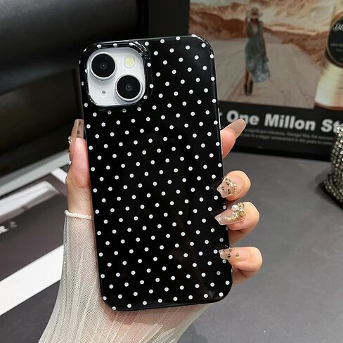Jmltech for iPhone 14 Case Polka Dot Phone Cases Aesthetic Design Trendy Simple Case Slim Shockproof Protective Cover Navy Blue in Saudi Arabia