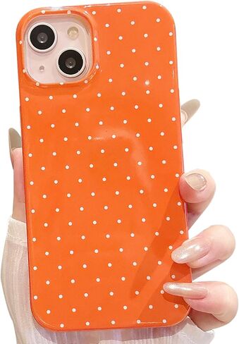 Jmltech for iPhone 14 Case Polka Dot Phone Cases Aesthetic Design Trendy Simple Case Slim Shockproof Protective Cover Navy Blue in Saudi Arabia