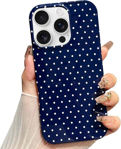 Jmltech for iPhone 14 Case Polka Dot Phone Cases Aesthetic Design Trendy Simple Case Slim Shockproof Protective Cover Navy Blue in Saudi Arabia