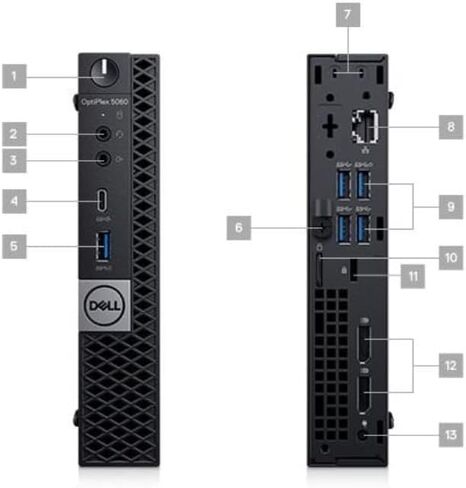 كمبيوتر سطح المكتب Dell OptiPlex 5060 Micro Windows 11 Pro - Intel Core i5-8500، ذاكرة الوصول العشوائي 16 جيجابايت، 512 جيجابايت SSD، دعم 4K، DisplayPort، WiFi، Bluetooth، كمبيوتر OptiPlex Mini (متجدد) in Kuwait