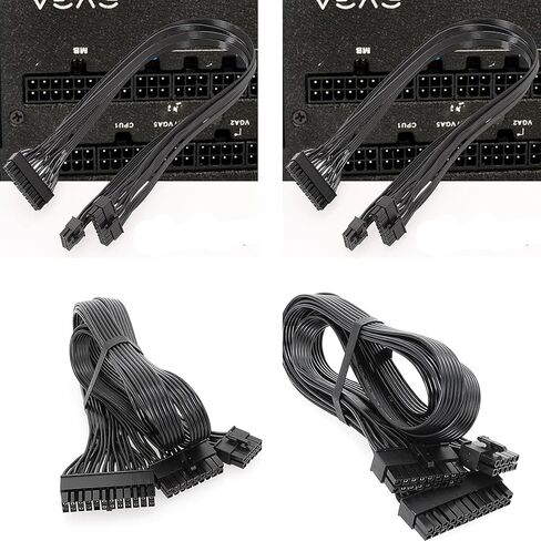 60cm Black Flat Cable for G+ G2 G3 P2 T2 Series Modular Power Supply 10pin +18pin to 24pin Modular Power in Kuwait