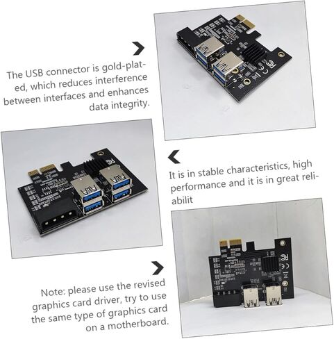 بطاقة محول Pci e USB 3.0 Riser Pci Express Extension Converter لجهاز الحوسبة المكتبية مع 4 فتحات e متوافقة مع توسيع وحدة معالجة الرسومات in Kuwait