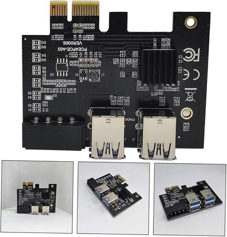 بطاقة محول Pci e USB 3.0 Riser Pci Express Extension Converter لجهاز الحوسبة المكتبية مع 4 فتحات e متوافقة مع توسيع وحدة معالجة الرسومات in Kuwait