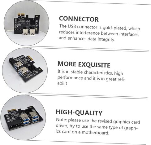 بطاقة تمديد HOMSFOU Pci-e Riser USB 3.0 من 1 إلى 4 فتحات Pci Express محول تعدين متوافق مع أجهزة الكمبيوتر المكتبية لنقل البيانات عالي السرعة in Kuwait