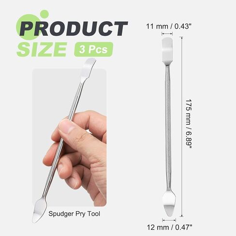 PATIKIL 11 x 175 mm Spudger Pry Tool, 3Pcs Large Metal Dual Ends Opening Pry Repair Tools Kit for Smart Mobile Phone Tablet Laptop PC Game Machine Electronics Devices, Silver in Saudi Arabia