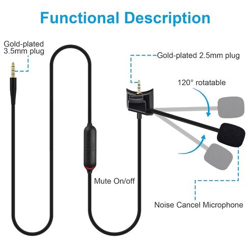 QC45 Microphone with Mute Switch Compatible with Bose Quietcomfort 45 Noise Cancelling Headphones for PC, Laptop, PS4, PS5, Xbox One Controller in Saudi Arabia