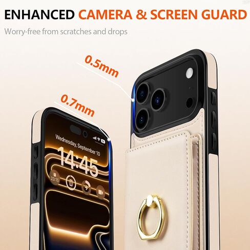 محفظة LOHASIC لهاتف iPhone 17 Pro مع حامل بطاقة، حلقة دوران 360 درجة، حجب RFID، 5 فتحات للبطاقات، غطاء جلد PU 6.3 بوصة لهاتف Apple 17 Pro للرجال والنساء، بيج in Kuwait