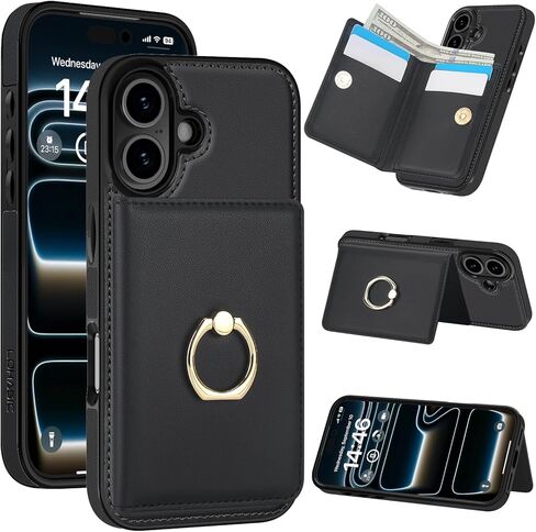 محفظة LOHASIC لهاتف iPhone 17 Pro مع حامل بطاقة، حلقة دوران 360 درجة، حجب RFID، 5 فتحات للبطاقات، غطاء جلد PU 6.3 بوصة لهاتف Apple 17 Pro للرجال والنساء، بيج in Kuwait