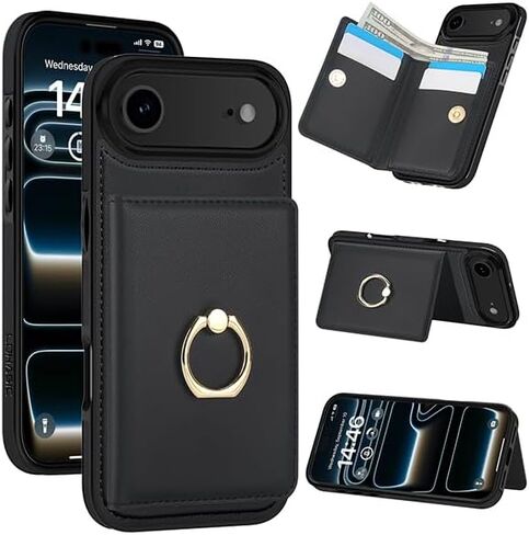 محفظة LOHASIC لهاتف iPhone 17 Pro مع حامل بطاقة، حلقة دوران 360 درجة، حجب RFID، 5 فتحات للبطاقات، غطاء جلد PU 6.3 بوصة لهاتف Apple 17 Pro للرجال والنساء، بيج in Kuwait