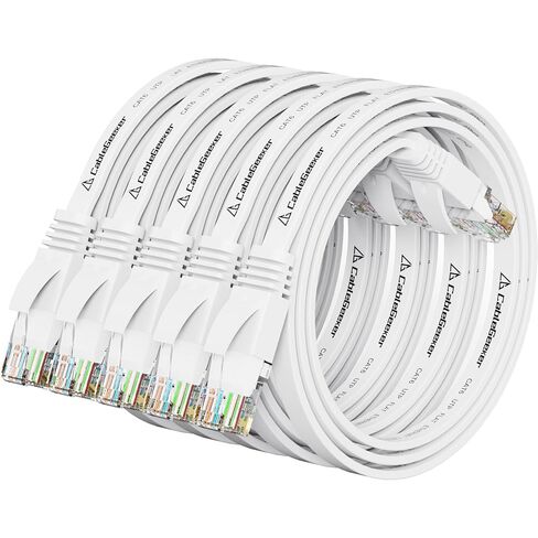 Cat 6 Ethernet Cable 10 ft (5 Pack) (at a Cat5e Price but Higher Bandwidth) Flat Internet Network Cables - Cat6 Ethernet Patch Cable Short - Black Computer Cable with Snagless RJ45 Connectors in Saudi Arabia