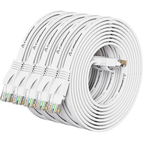 Cat 6 Ethernet Cable 10 ft (5 Pack) (at a Cat5e Price but Higher Bandwidth) Flat Internet Network Cables - Cat6 Ethernet Patch Cable Short - Black Computer Cable with Snagless RJ45 Connectors in Saudi Arabia