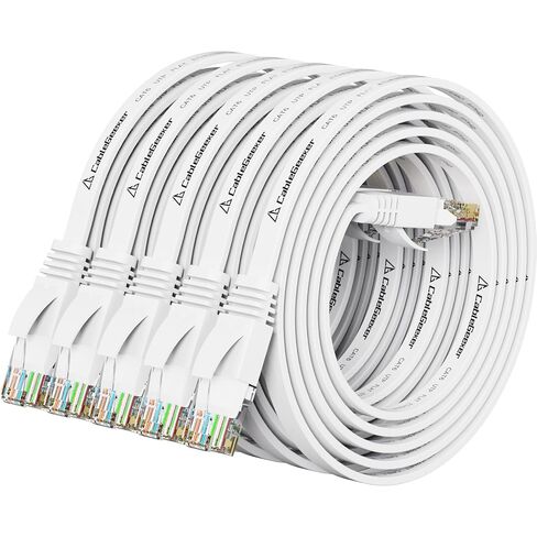 Cat 6 Ethernet Cable 10 ft (5 Pack) (at a Cat5e Price but Higher Bandwidth) Flat Internet Network Cables - Cat6 Ethernet Patch Cable Short - Black Computer Cable with Snagless RJ45 Connectors in Saudi Arabia
