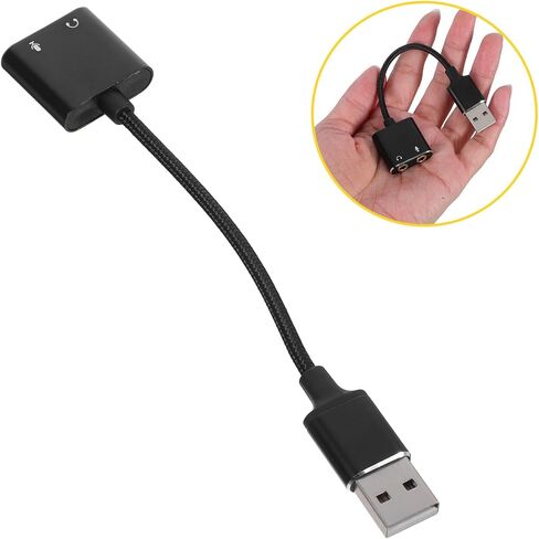 محول بطاقة صوت خارجي USB من NUOBESTY مع موزع صوت لسماعات الرأس والميكروفون لأجهزة الكمبيوتر المحمول، ومخرج صوت USB أسود ومحول إدخال متوافق مع الأجهزة المحمولة in Saudi Arabia