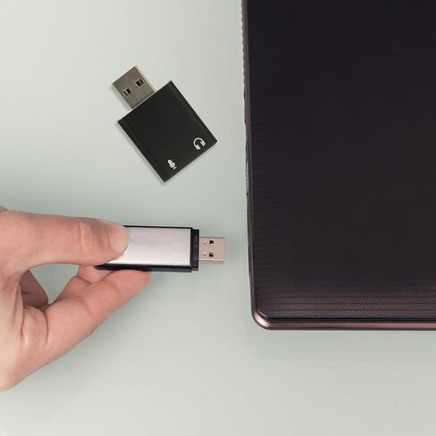 NUOBESTY External USB 7.1 Stereo Sound Card Adapter Aluminum Drive-Free Audio Adapter for PC Laptop Streaming and Karaoke with Microphone and Headphone Port, Black in Saudi Arabia