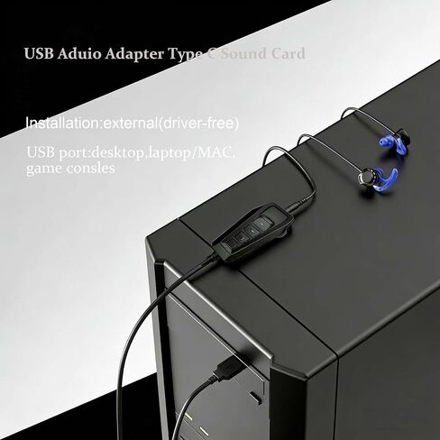 محول صوت USB من النوع C، بطاقة صوت خارجية مع ميكروفون للتحكم في مستوى الصوت، قابس محول سماعة الرأس وتشغيله، لا حاجة إلى برامج تشغيل USB إلى 3.5 ملم محول صوت جاك لسماعات PS4/PC/MAC/ستيريو in Kuwait