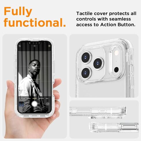 حافظة AICase لهاتف iPhone 17 Pro Max شفافة 3 في 1، شديدة التحمل، حماية من السقوط، جسم كامل متين مقاوم للصدمات/الغبار، طبقة ثلاثية شفافة، حماية عسكرية متينة لهاتف iPhone 17 ProMax 6.9"_1 in Kuwait
