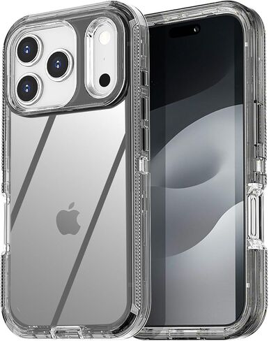 حافظة AICase لهاتف iPhone 17 Pro Max شفافة 3 في 1، شديدة التحمل، حماية من السقوط، جسم كامل متين مقاوم للصدمات/الغبار، طبقة ثلاثية شفافة، حماية عسكرية متينة لهاتف iPhone 17 ProMax 6.9"_1 in Kuwait