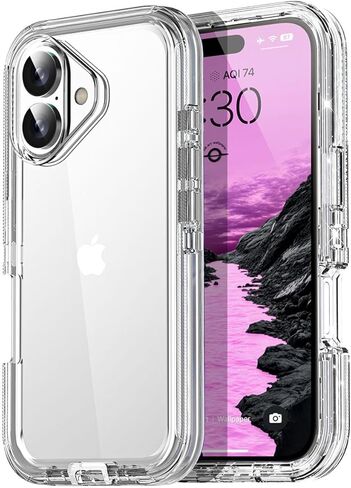 حافظة AICase لهاتف iPhone 17 Pro Max شفافة 3 في 1، شديدة التحمل، حماية من السقوط، جسم كامل متين مقاوم للصدمات/الغبار، طبقة ثلاثية شفافة، حماية عسكرية متينة لهاتف iPhone 17 ProMax 6.9"_1 in Kuwait