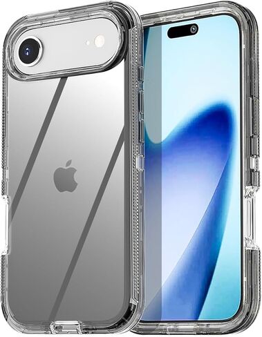 حافظة AICase لهاتف iPhone 17 Pro Max شفافة 3 في 1، شديدة التحمل، حماية من السقوط، جسم كامل متين مقاوم للصدمات/الغبار، طبقة ثلاثية شفافة، حماية عسكرية متينة لهاتف iPhone 17 ProMax 6.9"_1 in Kuwait