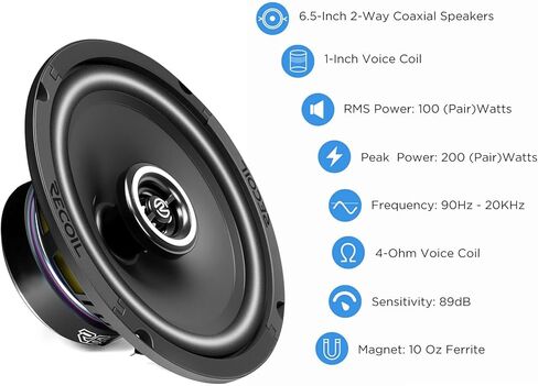 RECOIL RCX2652 مكبرات صوت للسيارة محورية 6.5 بوصة نظام ثنائي الاتجاه in Kuwait