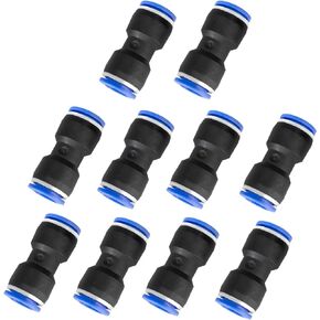 Pneumatic Push to Connect Fitting Straight Union 1/4"NPT Male x 1/4"NPT Male, Pack of 10