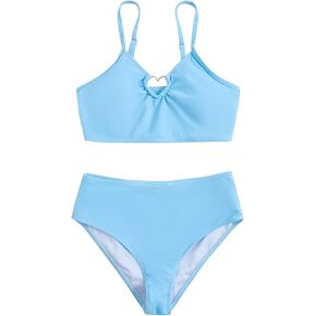Milumia Girl's 2 Piece Bikini Sets Ring Linked Spaghetti Strap Swimsuit Bathing Suit