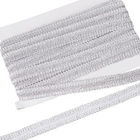 FINGERINSPIRE 11Yards Polyester Woven Braid Trim 5/8inch Centipede Lace Ribbons White Gimp Braid Trim with Silver Metallic Decorative Gimp Braid Trim for Costume DIY Crafts Sewing