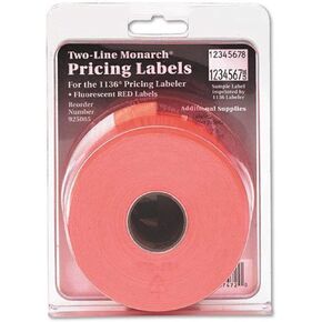 Monarch PAXAR Two-Line Easy-Load Pricemarker Labels, 0.625 x 0.875 Inches, Fluorescent Red, 3,500 per Pack (MNK925085 )
