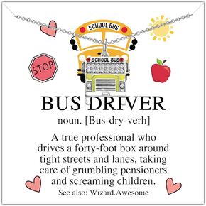WSNANG School Bus Driver Appreciation Gifts Bus Driver Charm Bracelet/Necklace Bus Driver Thank You Gift Retirement Gifts