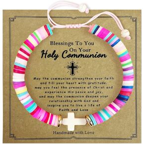 Senfour First Communion Gifts for Girls, First Communion Decorations for Girls，Baptism Gifts for Girl, Cross Bracelet for Girls