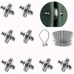 FarwenC 8pairs Curtain Magnets Closure with 2pcs Premium Curtain Tiebacks, 0.98" Double Sided Magnetic with Strong Heavy Magnets Curtain Magnets Clips, Back Tack Curtain Weights Prevent Light Leaks