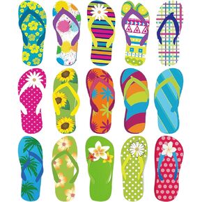 60 Pieces Flip-Flop Accents Colorful Flip-Flop Cutouts Summer Bulletin Board Cutouts Wall Decor Hawiian Party Cutouts with Glue Point Dots for Classroom Party Decor