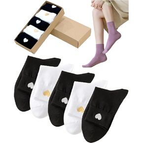 XIUYANG 5 Pairs Cute Heart Ankle Socks,Soft Cotton Ankle Crew Socks Birthdays Christmas Gifts for Women Girls Socks