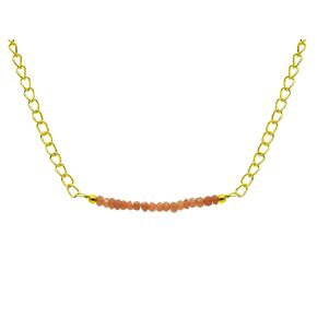 Natural Amazonite Beads Dainty Bar Necklace, Gemstone Jewelry 18" Chain, Energy Healing Crystal, Wedding Birthday Gift For Her (Amazonite)
