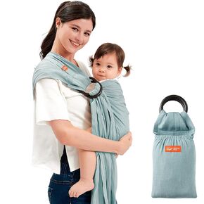Mamaway Baby Ring Sling Carrier - Newborn and Toddler Sling (Supports up to 154lbs), IHDI Certified, Rayon & Linen Made, Soft & Breathable, Nylon 66 Safety Rings, Storage Pocket Design, Olive