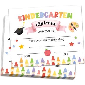 25 Kindergarten Diploma, Colorful Kindergarten Graduation Award Certificate, Preschool Diploma Kindergarten Certificates for Kids, Students Teachers Preschool Graduation Supplies, 8x10 Inches - M379