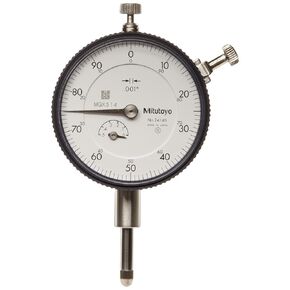 Mitutoyo 2414S Dial Indicator, #4-48 UNF Thread, 0.375" Stem Dia., Lug Back, White Dial, 0-100 Reading, 2.244" Dial Dia., 0-0.5" Range, 0.001" Graduation, +/-0.001" Accuracy