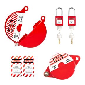 BULANGDI 2 Pack Gate Valve Lockout Device with 2pcs Safety lock and Tag-Red Outdoor Faucet Lock with High Temperature Resistant,Water Spigot Lock Works for 1 to 2-1/2 in Dia Hose Bib,Spigot,Gas Valves