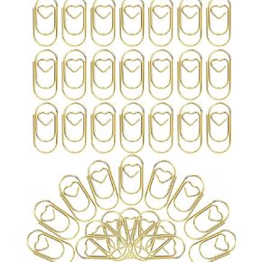 100 Pack Gold Love Heart Shaped Paper Clips, 0.8inch Small Paper Clips for Funny, Small Mini Paperclips Paper Clamps for Office School Home Desk Organizers
