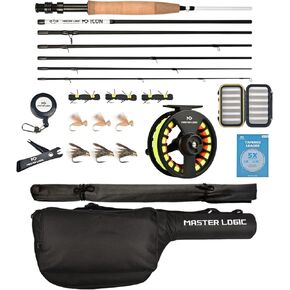 Fly Fishing Rod and Reel Combo Starter Kit, with Lightweight Fly Box Case & Fishing Flies and Die Cast Aluminum Reel, Carrying Case and Accessories