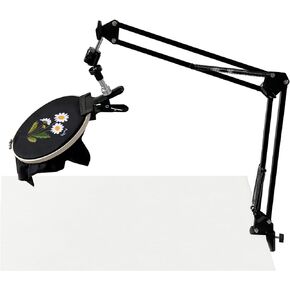 Rotated Embroidery Hoop Holder Table Clamp Stand Adjustable Metal Cross Stitch Stand for Sewing Cross Stitch Crafts Punch Needle Quilting Silk Painting