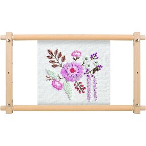 Needlepoint Embroidery Tapestry Scroll Frame, Cross Stitch Frame, Wood Needlework Frame, Quilting Hoop Stand, Needlepoint Frames for Stitching, Needlepoint Holder for Sewing Projects Craft 21.5" x 12"
