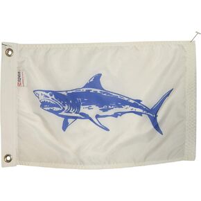 12x18" Mako Shark Boat Fishing Flag,Durable All-Weather Nylon with grommets for Outdoors, Made in USA