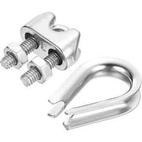 PATIKIL 5/32" Wire Rope Kit, 40 Pack M4 Wire Rope Cable Clamps & Stainless Steel Thimbles for 5/32" Diameter Wire Rope Rigging