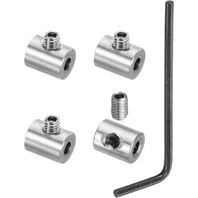 PATIKIL 3mm Hole Wire Rope Clips Set, 4 Pcs 304 Stainless Steel Single Holes Lock Cable Clamps Clip with M4 Hexagon Screws Spanner for Cable Fitting, Silver