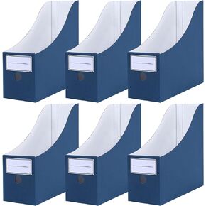 6 Pack Magazine File Holders, Cardboard Magazine Holder with Labels, Document Storage Organizer Box for Office School Home Hospital Desktop Storage, Black