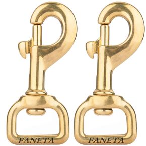 Faneta 3-1/8 inch Solid Brass Swivel Bolt Snap Hooks 7/8 inch Square Swivel Eye Single Ended Trigger Clips Keychain Holder for Leathercrafts, Dog Collar, Pet Leash, Flag Halyard and More (2 Pieces)